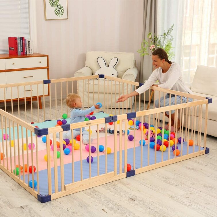 Baby Playpen Wood Square Baby Fence Wooden Playpen Kids Crawling Guardrail (8).jpg