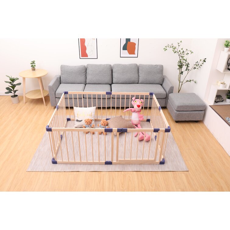 Baby Playpen Wood Square Baby Fence Wooden Playpen Kids Crawling Guardrail (5).jpg