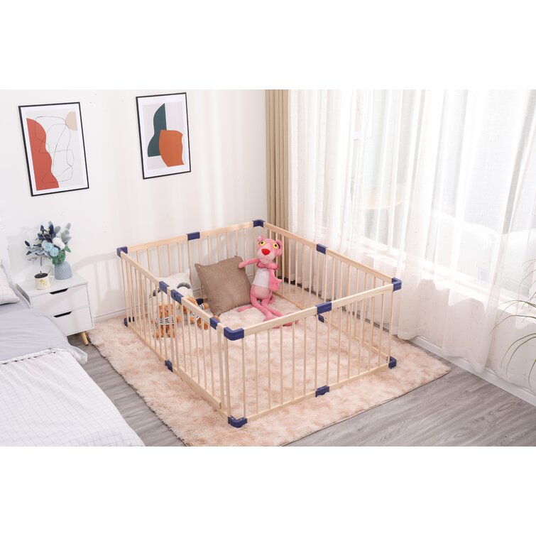 Baby Playpen Wood Square Baby Fence Wooden Playpen Kids Crawling Guardrail (1).jpg