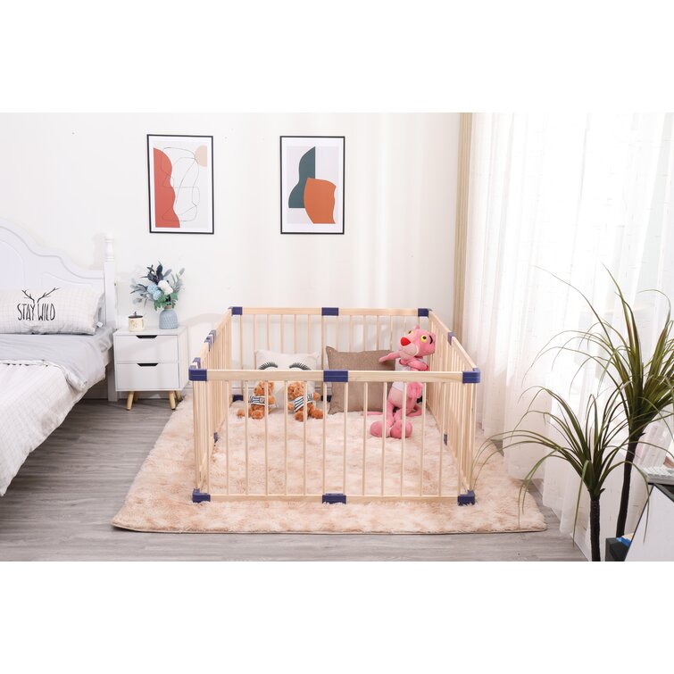 Baby Playpen Wood Square Baby Fence Wooden Playpen Kids Crawling Guardrail (2).jpg