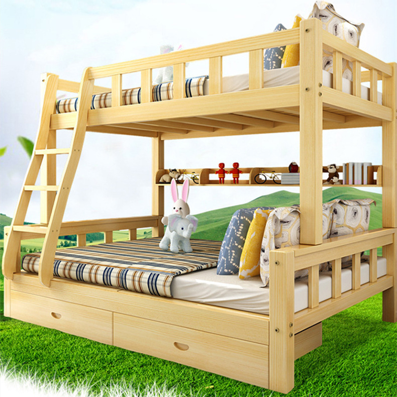 Simple solid wood bunk children's bed bunk bed mother and child bed (6).jpg