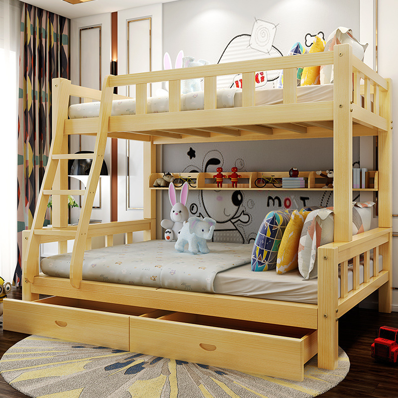 Simple solid wood bunk children's bed bunk bed mother and child bed (2).jpg