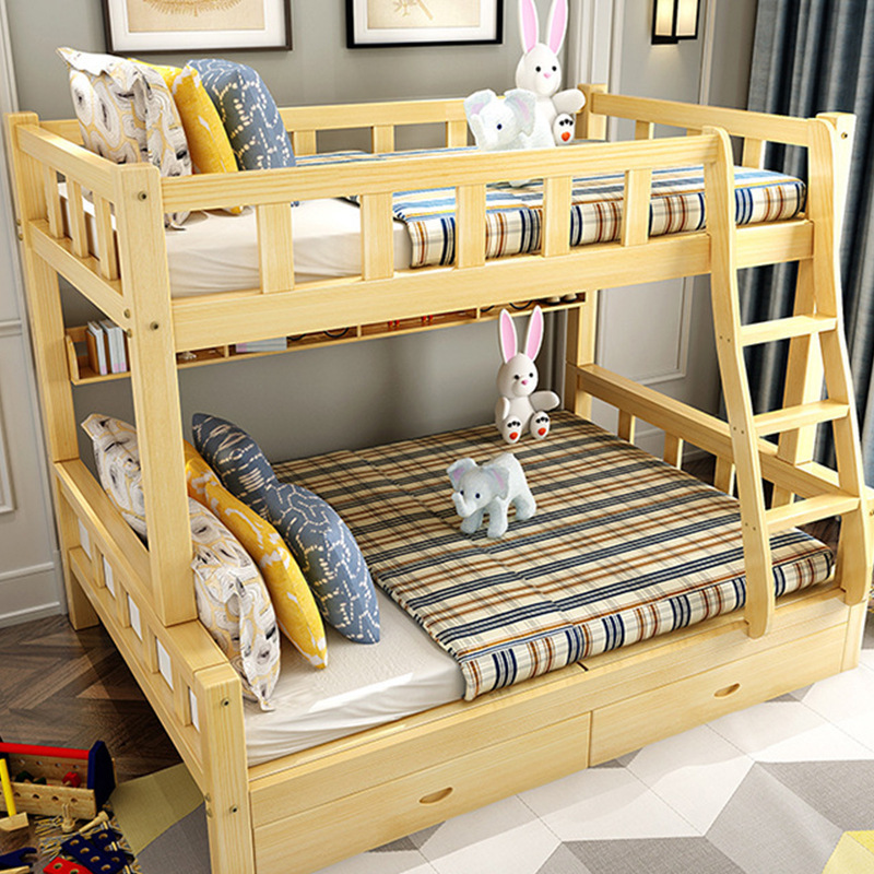 Simple solid wood bunk children's bed bunk bed mother and child bed (4).jpg