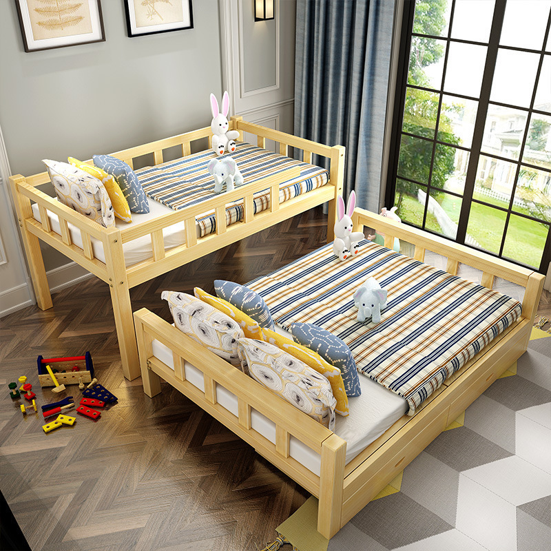 Simple solid wood bunk children's bed bunk bed mother and child bed (1).jpg