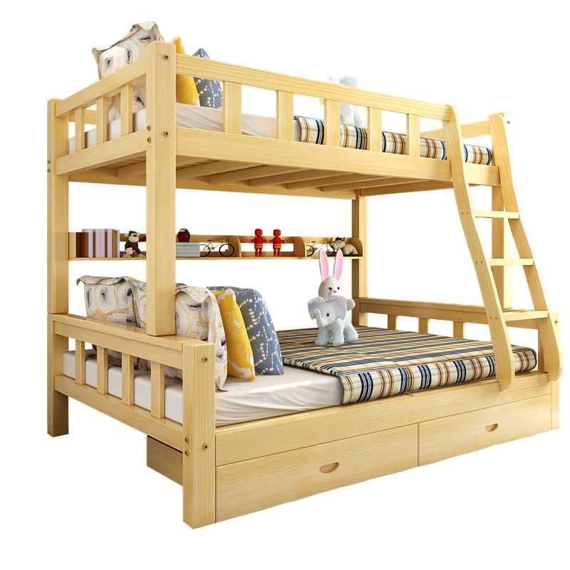 Simple solid wood bunk children's bed bunk bed mother and child bed (5).jpg