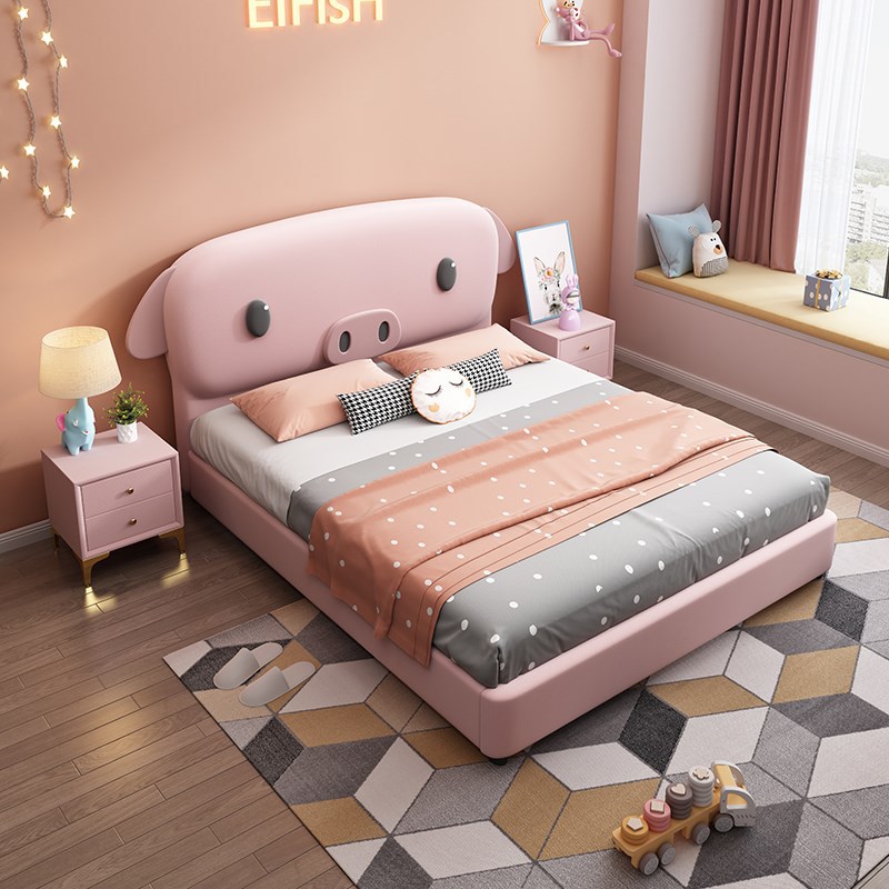 Hot modern luxury pink color style children bed for girls (2).jpg