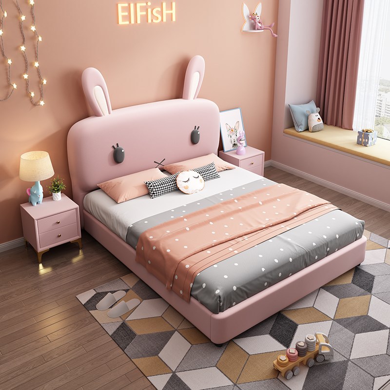 Hot modern luxury pink color style children bed for girls (1).jpg