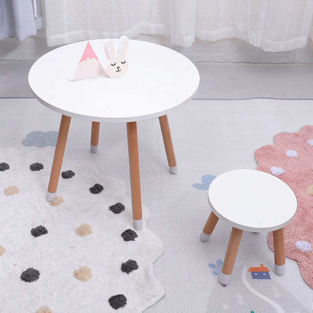 Hot sale new style wooden study table Cartoon animal style study table and chair set Wood round table and chair for kids (6).jpg