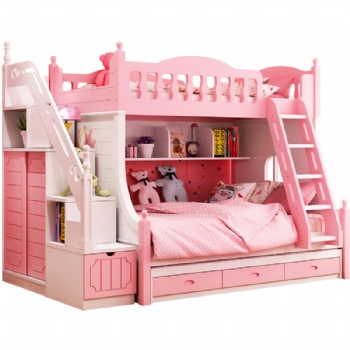 Pink bunk bed for children