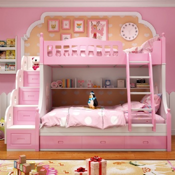 Pink bunk bed for children