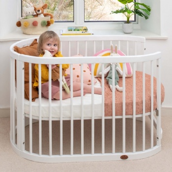 White Convertible Oval Wooden 4 In 1 Baby Crib