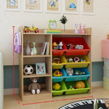 Wooden toy shelf kids cabinet
