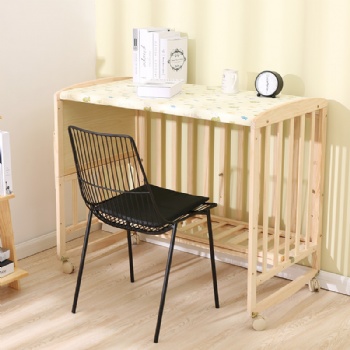 Mobile convertible wooden baby bed