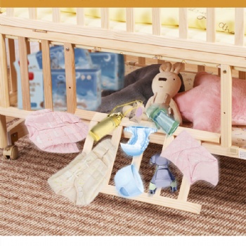 Wooden Baby Cot  Adjustable Height Bed