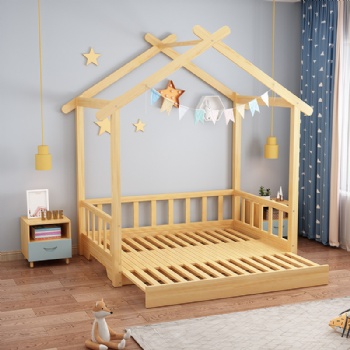 Cute wooden house type children's bed
