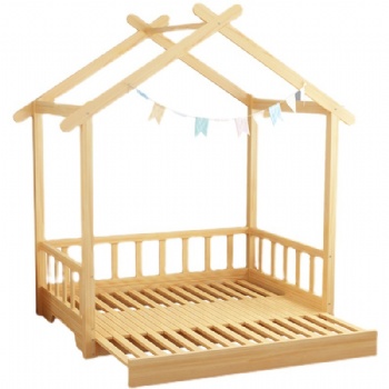 Cute wooden house type children's bed