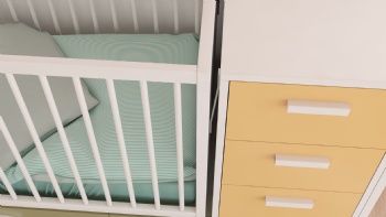 Wooden crib crib with cabinet