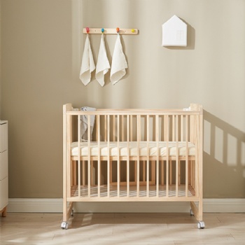 Wooden high railing safety baby crib
