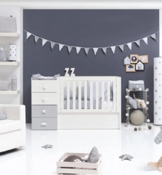 Best sell design wooden baby crib with cabinet