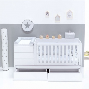 Best sell design wooden baby crib with cabinet