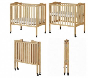 Folding wooden baby crib