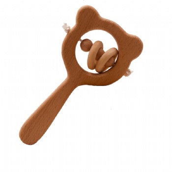 Solid wood baby teething toy