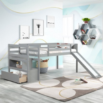 Multi-functional storage furniture bunk bed and loft bed with slide