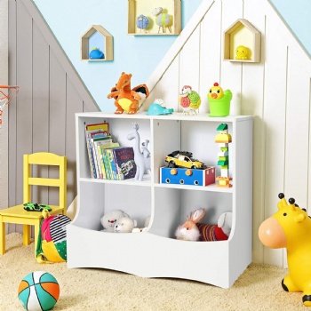 Wooden kids storage cabinet baby bookshelf toy storage box