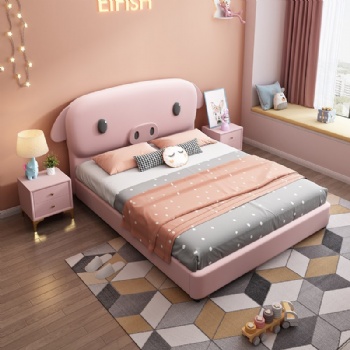 Hot modern luxury pink color style children bed for girls